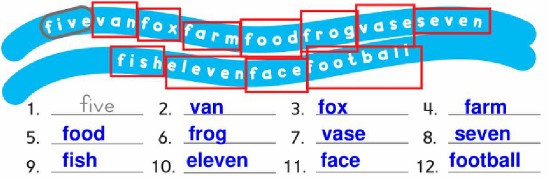 find and write the words